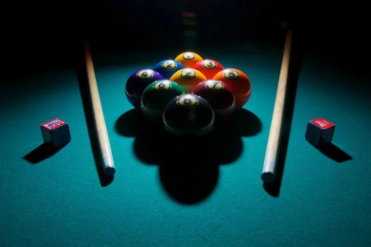 Billiards balls on a pool table