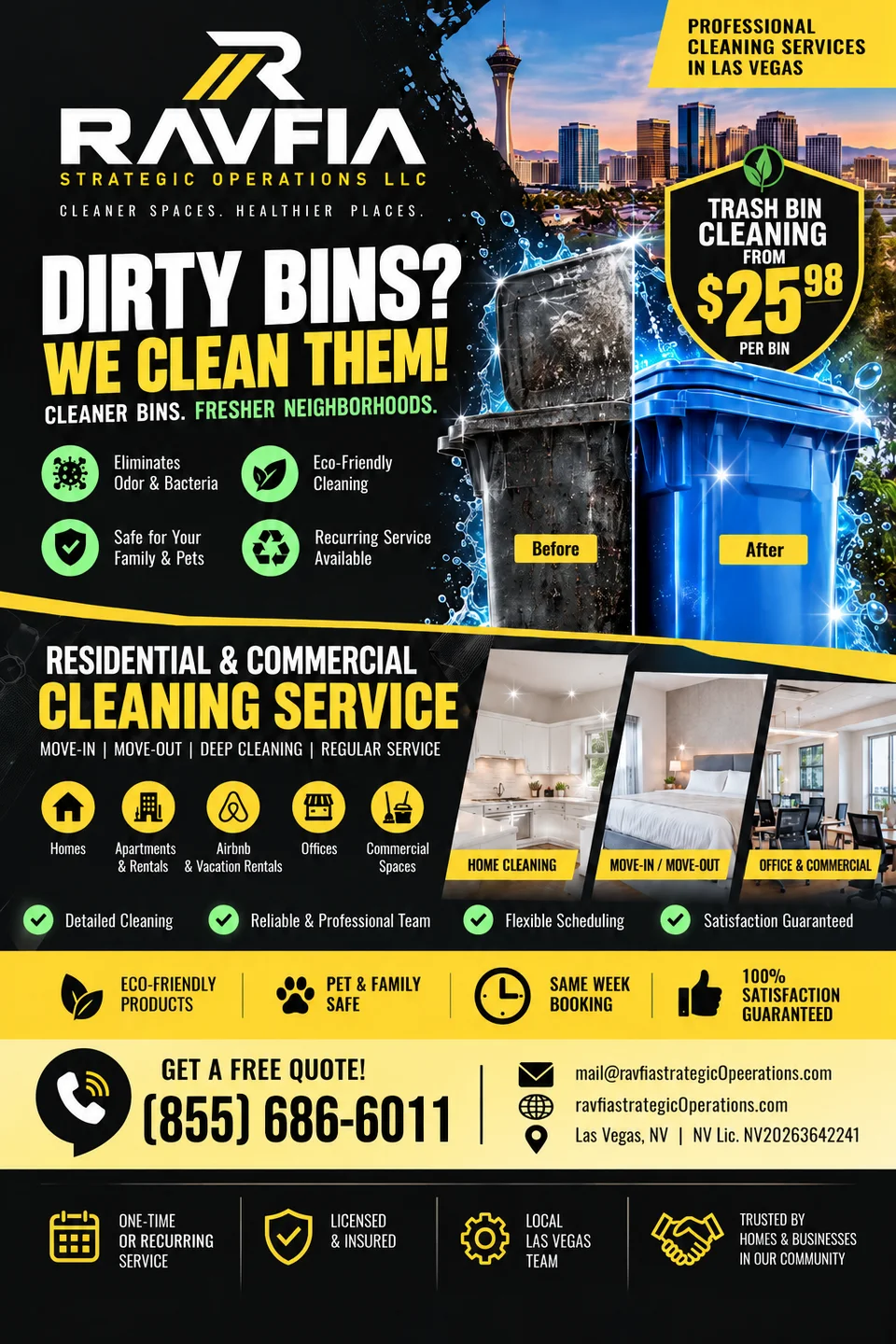 A tall promotional flyer combining service information, imagery and a clear call to action. Prices and contact details are part of the supplied artwork, not current offers on this site.