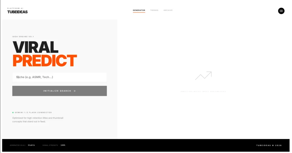 A light, orange-accented concept with a video-input field. No predictive capability is claimed by displaying this screenshot.